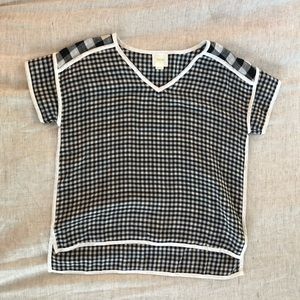 Anthropologie Plaid V-Neck Top